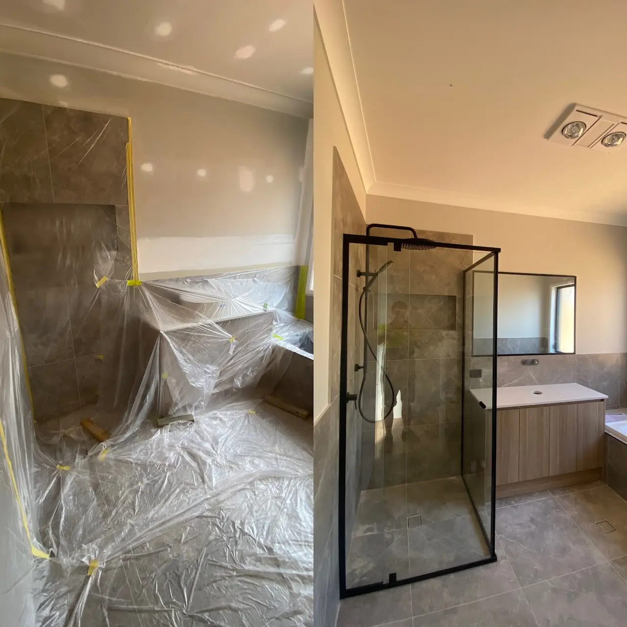 Before and after – Ensuite Bathroom Newbuild – Dane Painting