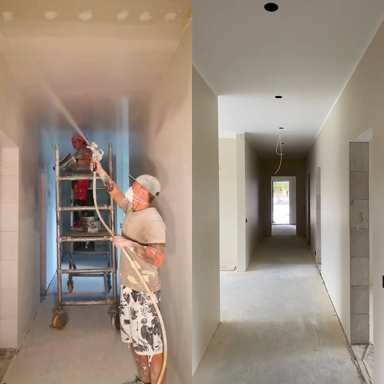 Before and after – Drywall Full Plaster – Dane Painting