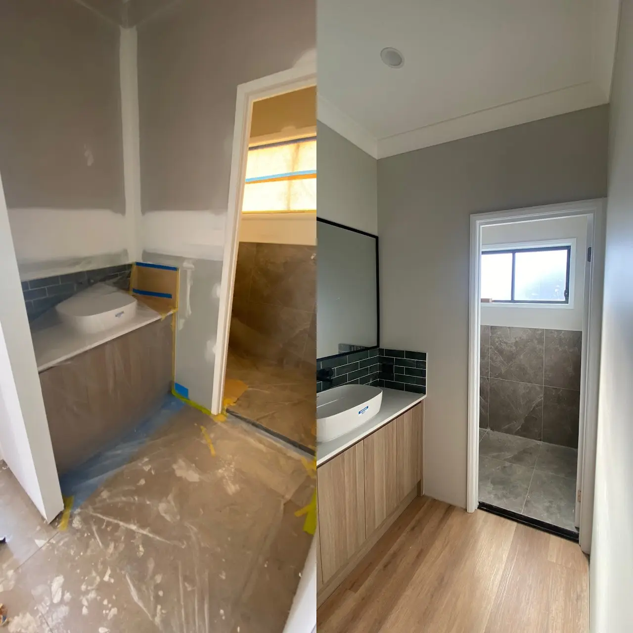 Before and after – Ensuite Vanity & Walls – Dane Painting