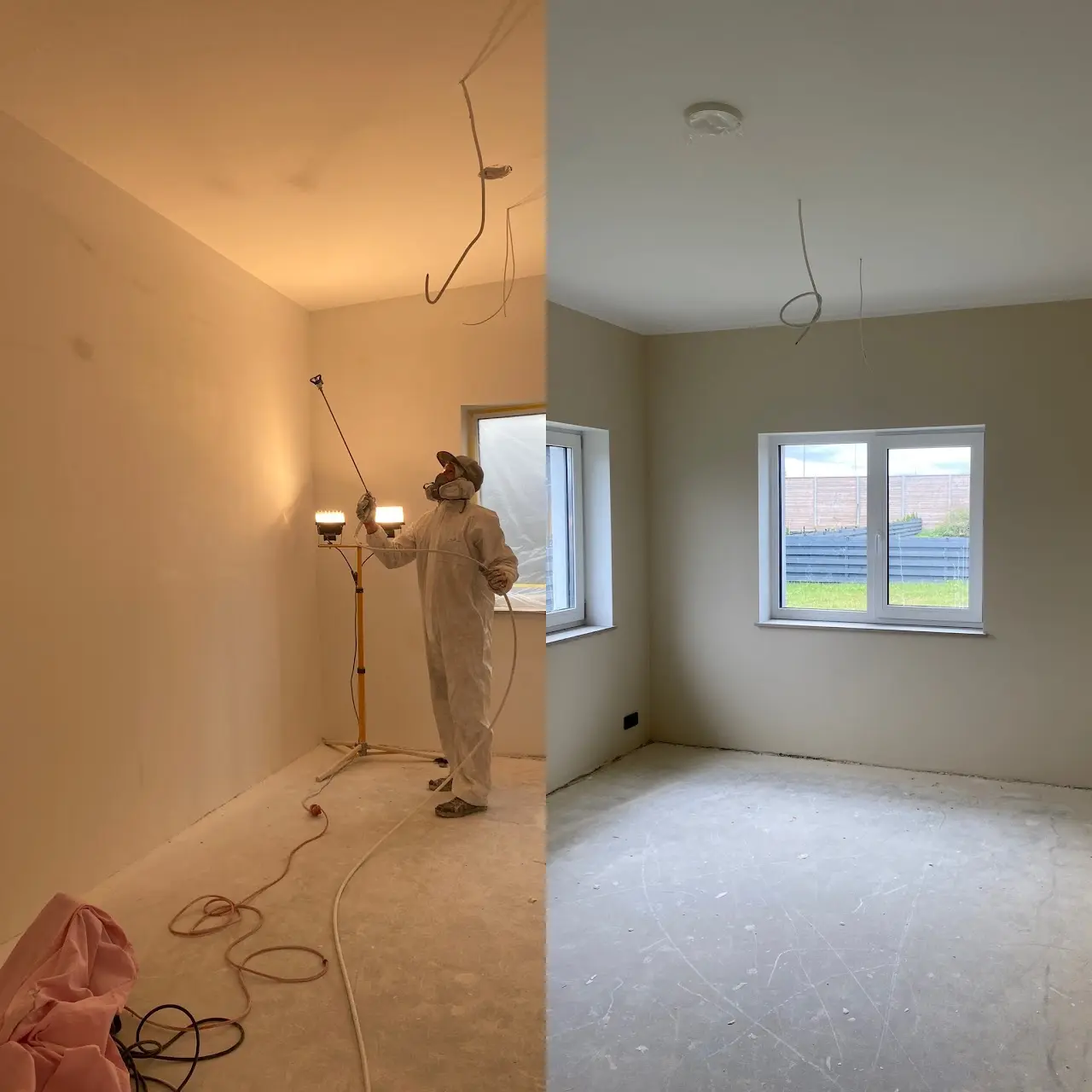 Before and after – New Build Interior Spray – Dane Painting